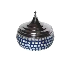 Casserole élégante en nacre bleue avec une marmite en métal parfaite pour les mariages et les événements marmite en métal isolée et étanche - Product Image 1