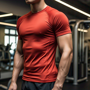 Compression Workout T-Shirts Hommes Athletic Wear T-shirt serré Top Hommes 100% Polyester Compression Tee Shirt - Product Image 1