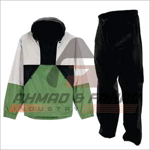 Conjunto de chándal con capucha y cremallera completa de nailon de alta calidad bordado con logotipo personalizado OEM cortavientos transpirable en todos los tamaños patrón sólido - Product Image 1