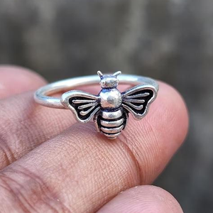 Minimalist Honey <b>Bee</b> Ring 925 Sterling Silver Dainty Stackable Band Handmade Nature Inspired Jewelry Mothers Day <b>Gift</b> Women - Product Image 1