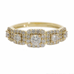 0.85CTW หินประดับ14K สีทอง5ก้อนสำหรับผู้หญิงแหวนชุบโรเดียมประดับเพชรธรรมชาติทรงสี่เหลี่ยมจตุรัสประดับเพชรสวยงาม - Product Image 3