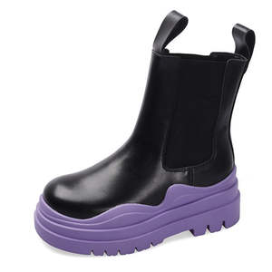 รองเท้าบูทเชลซีพื้นหนาแบบลำลอง ดีไซน์หนังกันน้ำ เสริมส้นเพิ่มความสูง พื้นรองเท้าแบบแพลตฟอร์ม สไตล์คาวบอย สำหรับฤดูใบไม้ร่วงและฤดูหนาว - Product Image 5