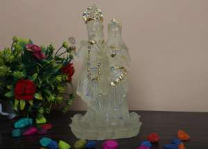 Statue Radha Krishna en cristal Transparent, Figurine Radha Krishna pour décoration de la maison, décoration de Table - Product Image 4