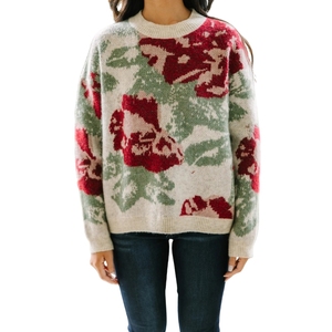 Suéter de lana floral para mujer Suéter de punto de gran tamaño Suéteres de moda casuales cálidos de invierno Fabricante al por mayor - Product Image 1