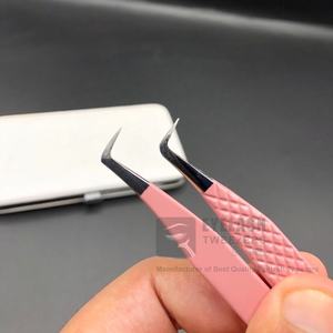 Pince à épiler d'extension de cils en acier inoxydable massif japonais à 90 degrés, volume avec logo personnalisé - Product Image 1