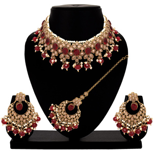 Flower Delight Reverse AD Stone Patti Gargantilla Set Acero inoxidable Vintage Trendy Tassel Strand Boda Compromiso Aniversario - Product Image 1