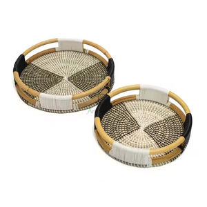 ถาดเสิร์ฟอาหารหวายหญ้าทะเลแบบกำหนดเองอมตะที่เก็บอาหารอเนกประสงค์และบริการเครื่องดื่มที่บ้าน - Product Image 2