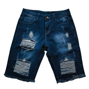 Streetwear d'été vintage personnalisé Shorts pour hommes Baggy Jorts en détresse Jeans à la mode délavé foncé en denim 100% coton - Product Image 1
