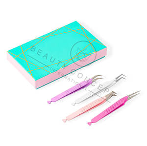 Ensemble de pincettes à cils de précision 12 pièces Kits de stockage d'outils cosmétiques à pointe pointue en acier inoxydable de haute qualité - Product Image 3