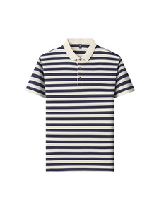 เสื้อโปโลแขนสั้นผู้ชายลำลองลายทางตัดสีใหม่ ผ้าคอตตอนหวี 100% สั่งทำขายส่งแฟชั่นยอดนิยม - Product Image 5