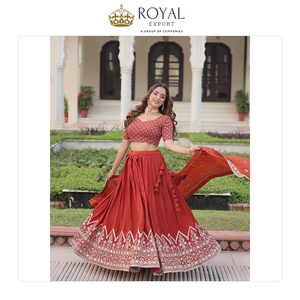 Approvisionnement en gros, qualité supérieure, dernière collection de créateurs de mode, vêtements de mariage pour femmes, lehenga choli en soie vichitra à vendre - Product Image 4