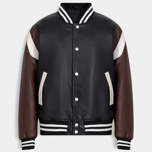 Chaqueta Universitaria de Béisbol con Mangas de Cuero de Diseño Personalizado, Bordado Chenille, para Hombre, Chaqueta Casual de Lana para Invierno - Product Image 2