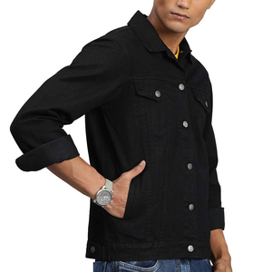 Best Selling Men's <b>Denim</b> <b>Jackets</b> Wholesale 100% Cotton Slim Fit With Stand Collar High Street Style Custom Clothing for Winter - Product Image 6