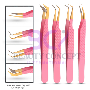 Pink Color Steel Material Fiber Tip 45 Degree Custom Shape Beauty Eyelash Extension Tools for Classic Lashes and Volume Lash - Product Image 3