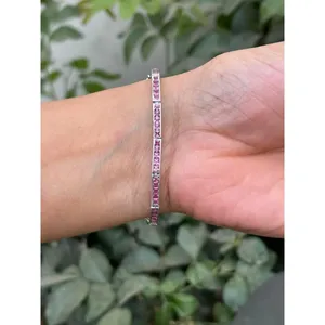 925 Silver Fashion Tennis <b>Bracelet</b> with Pink Sapphire Elegant and Stylish Jewelry Accessory - Product Image 2