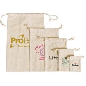 Cotton Muslin Drawstring Tote <b>Bag</b> with <b>Black</b> Drawstring Custom Logo Printed Canvas Shopping <b>Bag</b> Promotional - Product Image 5