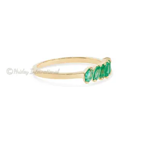 Argento Sterling 925 all'ingrosso da donna marchesa smeraldo naturale gemma produttore di gioielli fornitore per anello Vermeil oro giallo