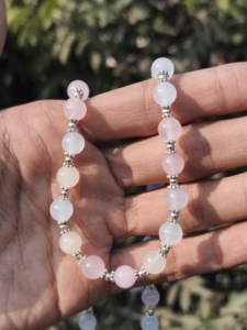 Elegant Classic Genuine <b>Pink</b> Quartz Ball <b>Necklace</b> Handmade Silver Plated Brass Chain <b>Pink</b> Crystal Jewelry for Wedding Gift - Product Image 2