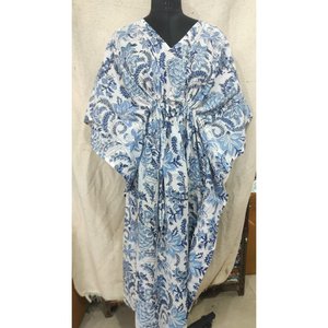 Vestido Kaftán Bohemio con Estampado de Bloques y Cintura Imperio para Mujer - Product Image 1