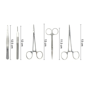 Kits de cirugía Iris Scissor Adson Forceps Mosquito Forceps Scaler Anti Slip Suture Pad Juego quirúrgico con estuche de cuero - Product Image 4