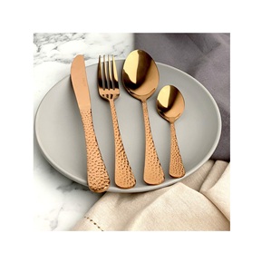 Factory Direct RABEH 4-Piece Stainless Steel Cutlery Set Includes Spoon Fork <b>Knife</b> Dishwasher <b>Safe</b> Floral Pattern Serving Tray - Product Image 2