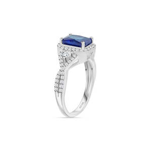 Anillo de plata de diseñador de zafiro azul para hombre, patrón de Luna geométrico romántico, piedra preciosa de moda fina chapada en rodio, 1,5 quilates - Product Image 1