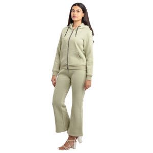 Ensemble de survêtement zippé pour femme, écologique, respirant, à séchage rapide, 100% coton molletonné, survêtement d'hiver, ensemble de sweat-shirt à capuche zippé - Product Image 3