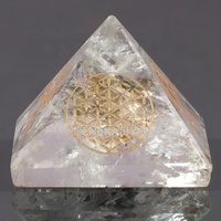 Achat en ligne Chakra Collé Cristal Générateur Tour Sculpté Agate Pierre De Lune Pyramide Sculpture Fleur Vie Symbole Gravé Amour