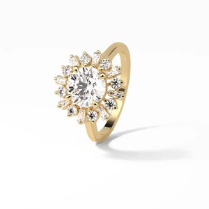 Anillos de Moissanita con Engaste Pavé en Forma de Corazón, Chapados en Oro de 14K, Diseño Atractivo, Exportación India, Joyería Certificada GRA para Mujer - Product Image 6