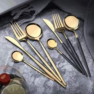Juego de cubiertos de metal con patrones grabados con láser para dar un toque lujoso real para fiestas y servicio de invitados - Product Image 2