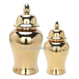 Forme ronde moderne faite à la main en métal d'aluminium avec des couvercles pot de gingembre décoratif de finition imprimée par émail bleu haut sur demande - Product Image 4