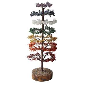 Arbre en fil d'argent multicouche 7 Chakras M-Seal avec 1500 perles de cristal naturel pour la guérison par le Reiki et la bonne fortune - Product Image 1
