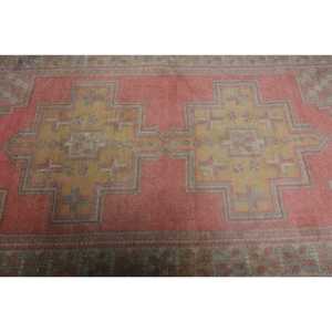 4.2x7.9 ft Vintage Rug, Rug, <b>Red</b> Polka dot Rug <b>Wool</b> - Product Image 5