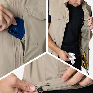 New Zipper Style Easy To Wear Men Multi Pocket Vest Premium Quality Nylon Polyester Fabric Men Hunting Safety Vest - Product Image 5