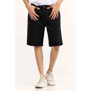 Shorts basiques noirs 100% coton, taille mi-haute, fermeture élastique et cordon de serrage, toile, pour l'entraînement estival, taille XL - Product Image 4