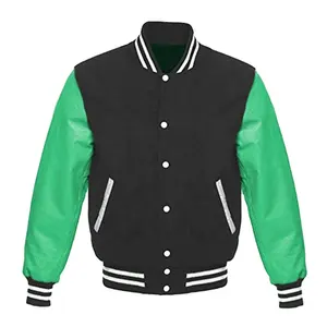 Hoge Kwaliteit Bulk Groothandel Custom Uw Merk Geborduurde Logo Patches Lederen Mouwen Ademende Varsity Street Wear Jacks