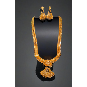 Prêt à expédier collier boucles d'oreilles serti de boucles d'oreilles collier de qualité supérieure plaqué or 22 carats ensemble pour bijoux de mariée - Product Image 1