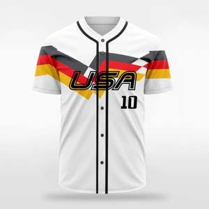 เสื้อเบสบอลแบบสั่งทำขายส่ง พิมพ์ลายแบบซับลิเมชั่น กระดุมเต็มตัว ดีไซน์แบบอเมริกัน สีสันสดใส ผ้าที่ยั่งยืนได้ คุณภาพสูง - Product Image 1