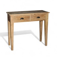 Meubles d'intérieur en teck massif naturel Bois séché stable et minimaliste pour bureau commercial Console d'entrée Tables tiroirs