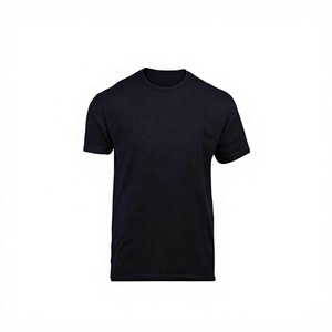 Camiseta de algodón negra para hombre, cuello redondo, manga corta, corte regular, informal, color liso, diseño de punto teñido. - Product Image 1