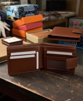 Dompet pendek tahan air berkualitas tinggi dari kulit asli buatan tangan, penutup unisex, kapasitas besar, banyak slot, penggunaan sehari-hari