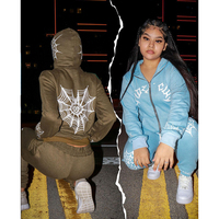 Sudadera con capucha de algodón 100% transpirable y ecológica para mujer, con cremallera completa, elástica, estilo urbano, para otoño-invierno 2024