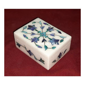 Joyero de forma Rectangular con incrustaciones de madreperla azul de mármol blanco con propósito de regalo de boda y negocios de nuevo diseño increíble - Product Image 1