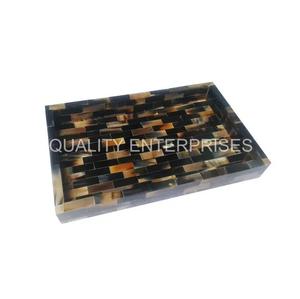 Bandeja de servicio de cuerno marrón Natural ecológica apta para lavavajillas para Hotel restaurante comida fiestas cenas bandeja creativa - Product Image 6