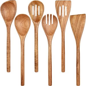 Juego de utensilios de cocina de madera de acacia hechos a mano, resistentes al calor, herramientas ecológicas seguras para utensilios de cocina antiadherentes y uso en la cocina - Product Image 1