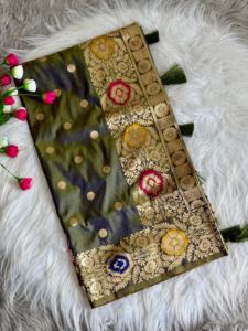 ผ้าไหม banarasi Katan สีที่น่าตื่นตาตื่นใจกับ meena pallu Saree แฟชั่นผู้ผลิตจากอินเดียในอัตราที่ต่ำที่สุด - Product Image 6