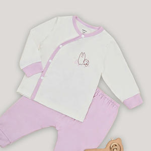 Ensemble de vêtements pour bébé ALB06 à manches longues avec boutons latéraux, motif de dessin animé, tissu en bambou et élasthanne respirant, tricoté, pour toutes les saisons - Product Image 5