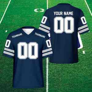 Camiseta con cuello en V y patrón de nombre personalizado, camiseta de fútbol para hombre, camisetas cortas, camisetas de fútbol americano - Product Image 2