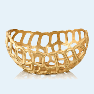 Cuenco de metal chapado en oro, centro de mesa único en forma ovalada con asas de cabeza de ciervo para almacenamiento de frutas o decoraciones de fiesta - Product Image 6