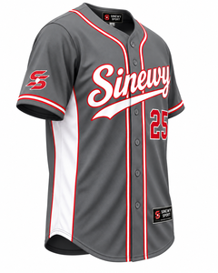 Maillot de baseball Sinewy Sport pour homme, gris, rouge, blanc, 25, impression sublimée, évacuation de l'humidité, manches courtes, coupe régulière, nom d'équipe personnalisé - Product Image 3